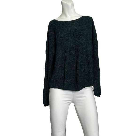 Anthropologie Womens Green Pullover Cable Knit Sweater Cotton Wool Blend Large - Picture 2 of 11